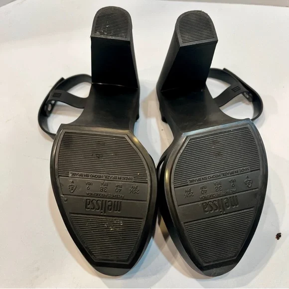 SOLD Melissa Chic Black Strappy platform chunky heels - Picture 7 of 7